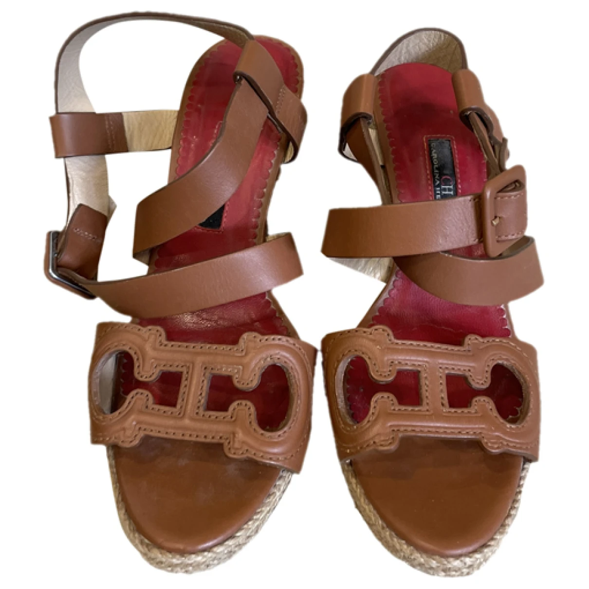 Pre-owned Carolina Herrera Leather Sandals In Brown