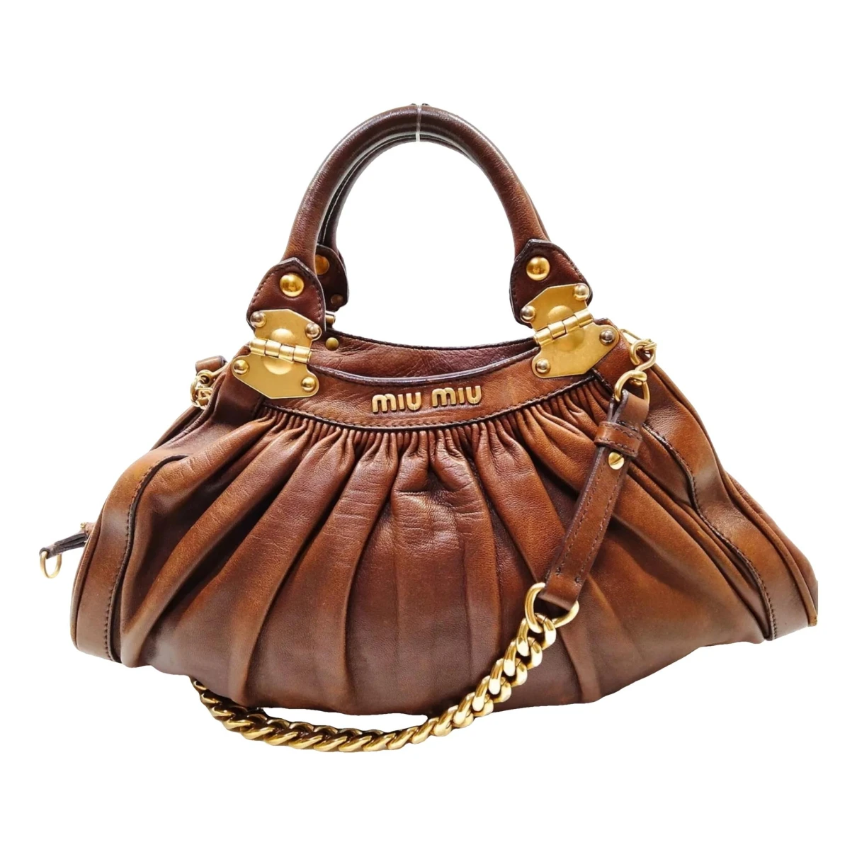 Pre-owned Miu Miu Miu Belle Exotic Leathers Handbag In Brown