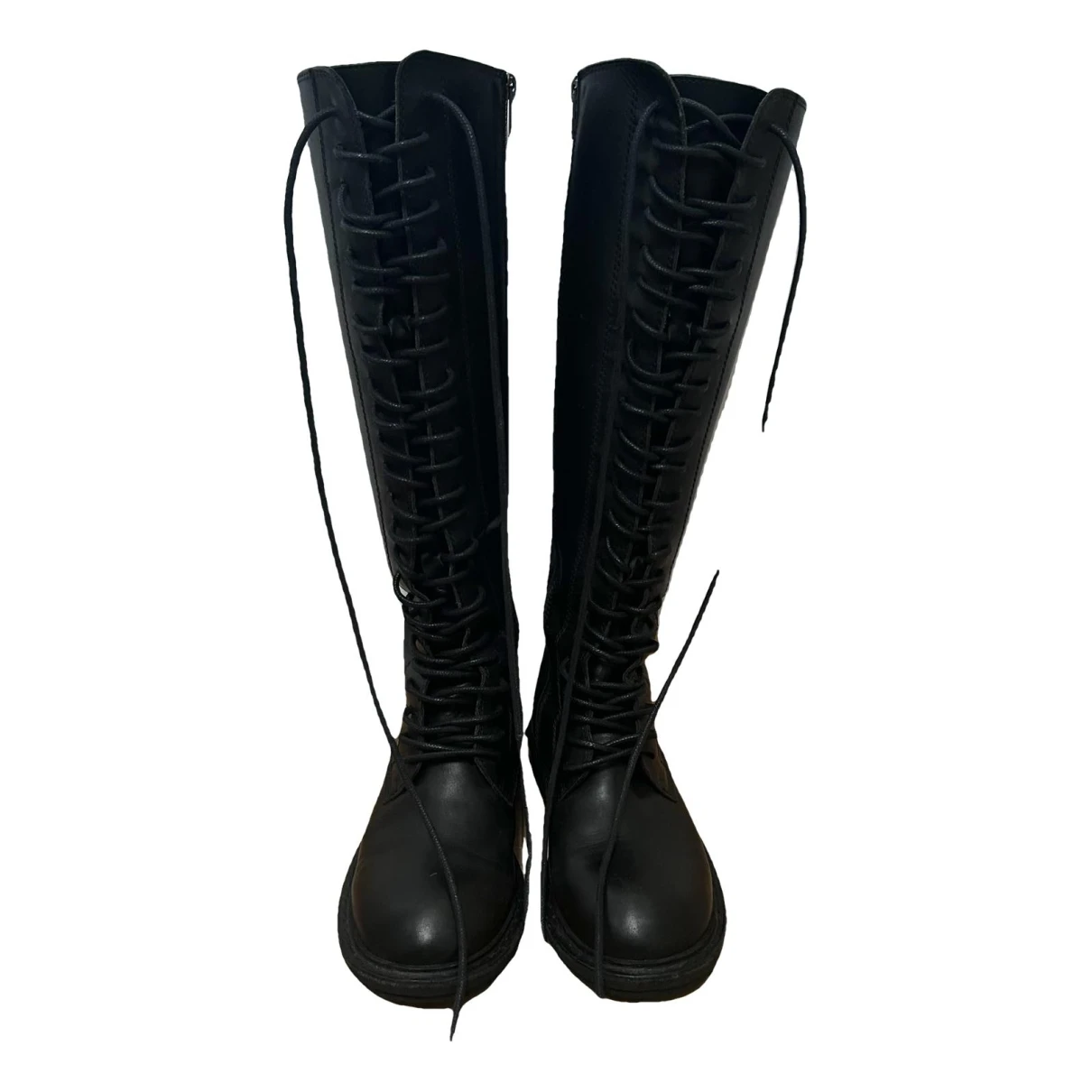 Pre-owned Ann Demeulemeester Leather Biker Boots In Black