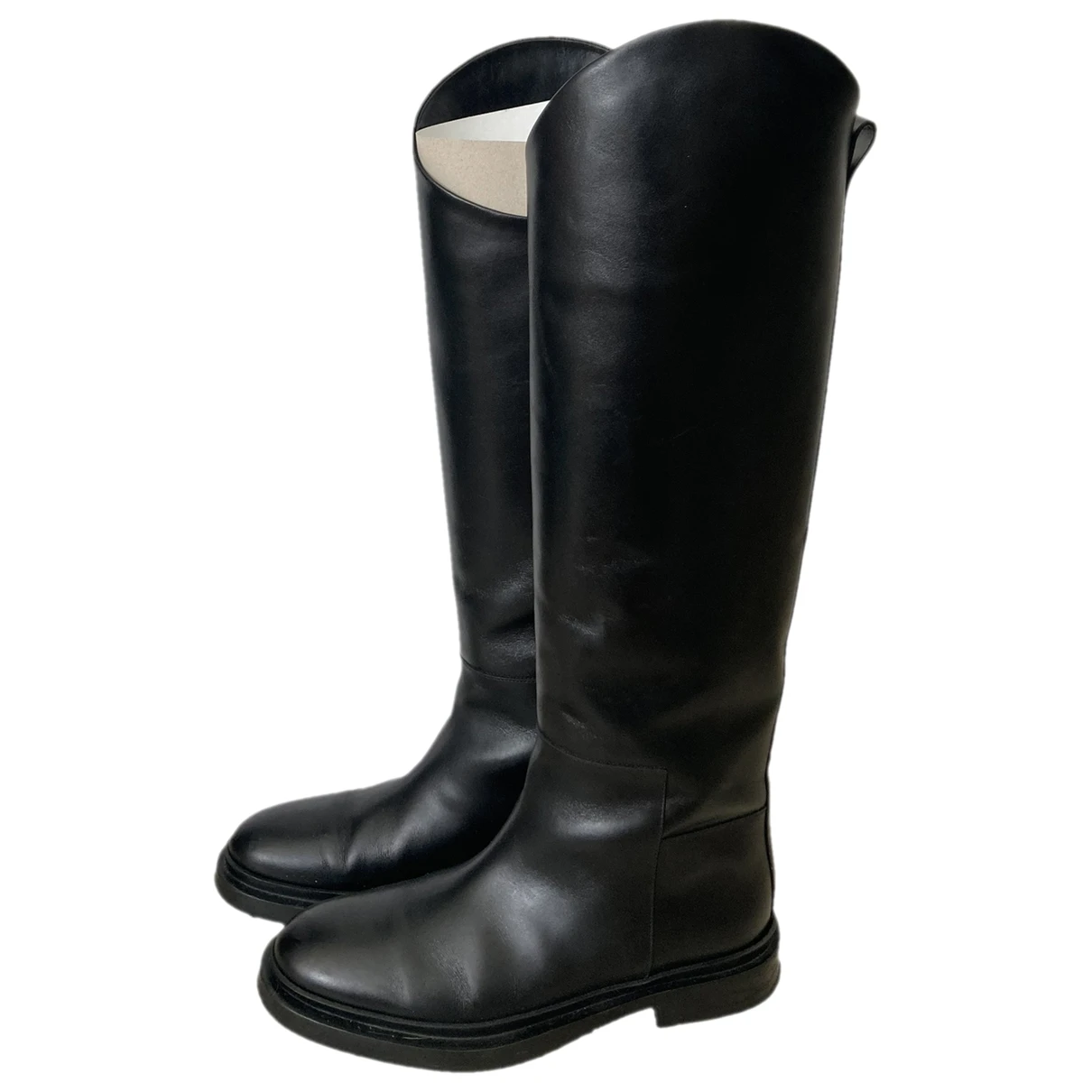 Pre-owned Jil Sander Leather Riding Boots In Black