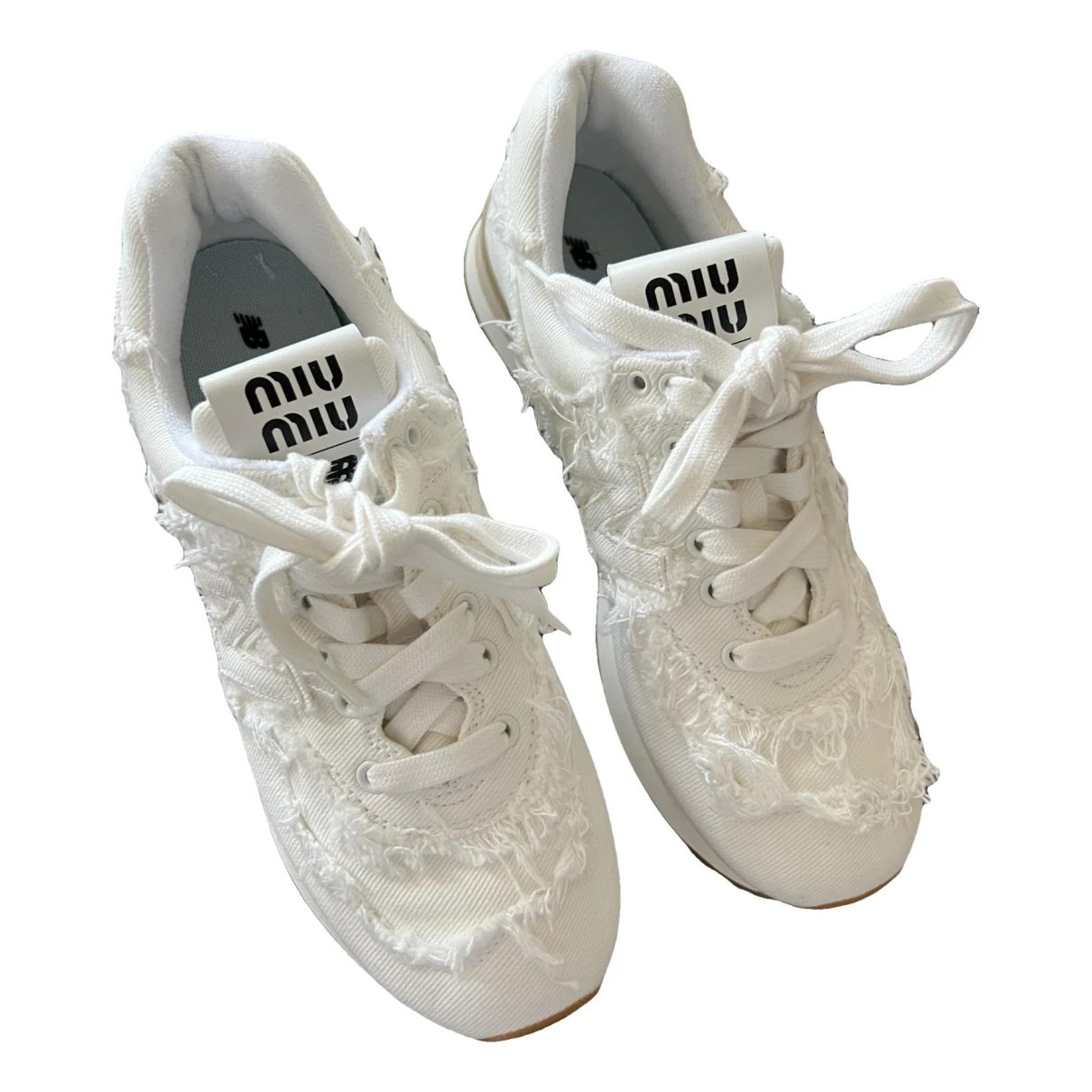Pre-owned Miu Miu Cloth Trainers In White