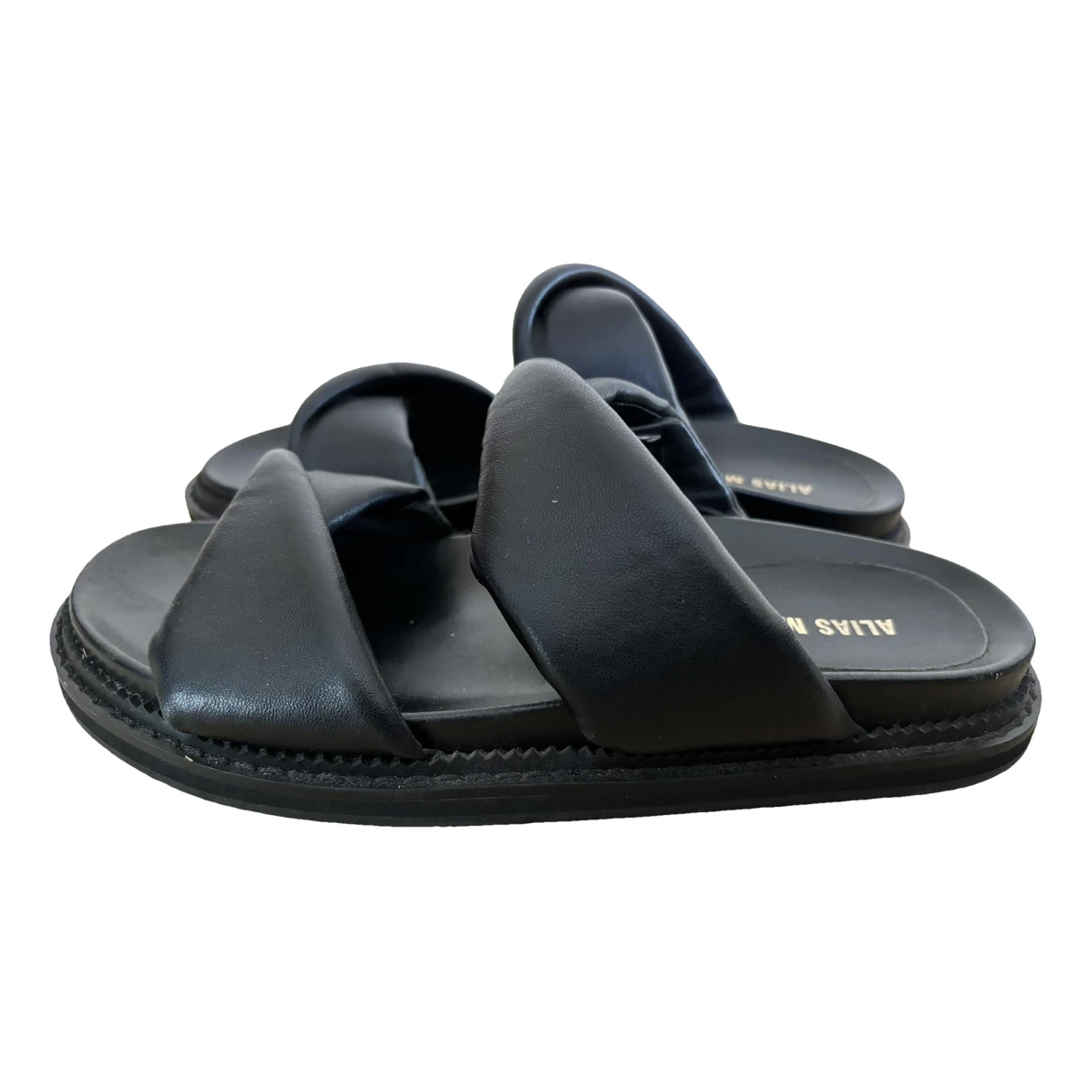 Pre-owned Alias Mae Leather Sandal In Black