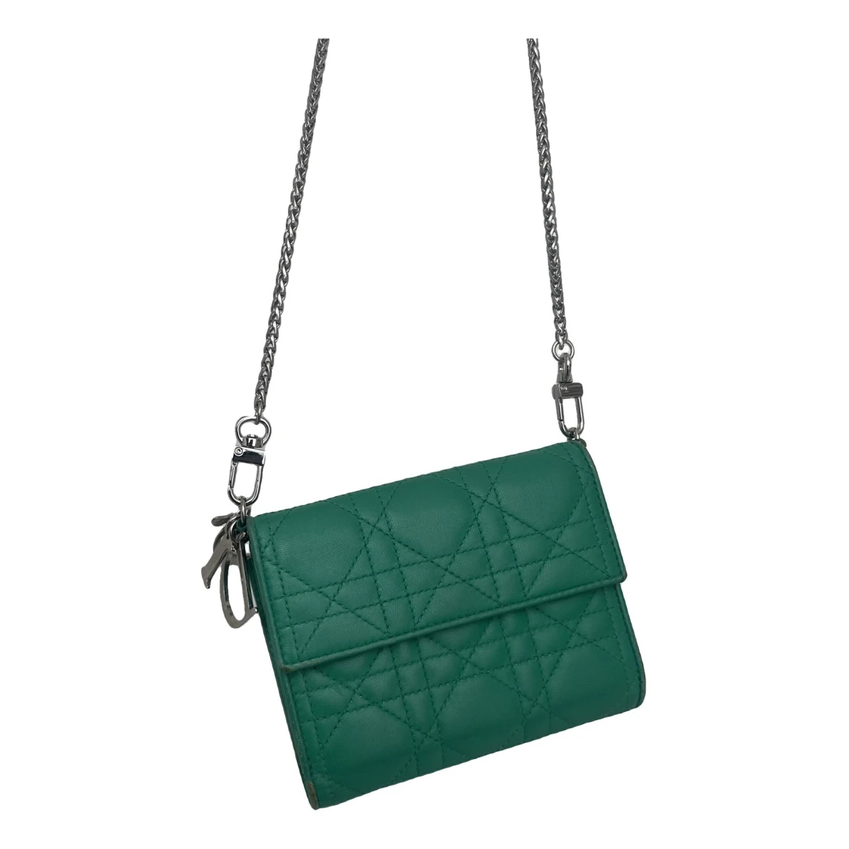 Pre-owned Dior Leather Wallet In Green