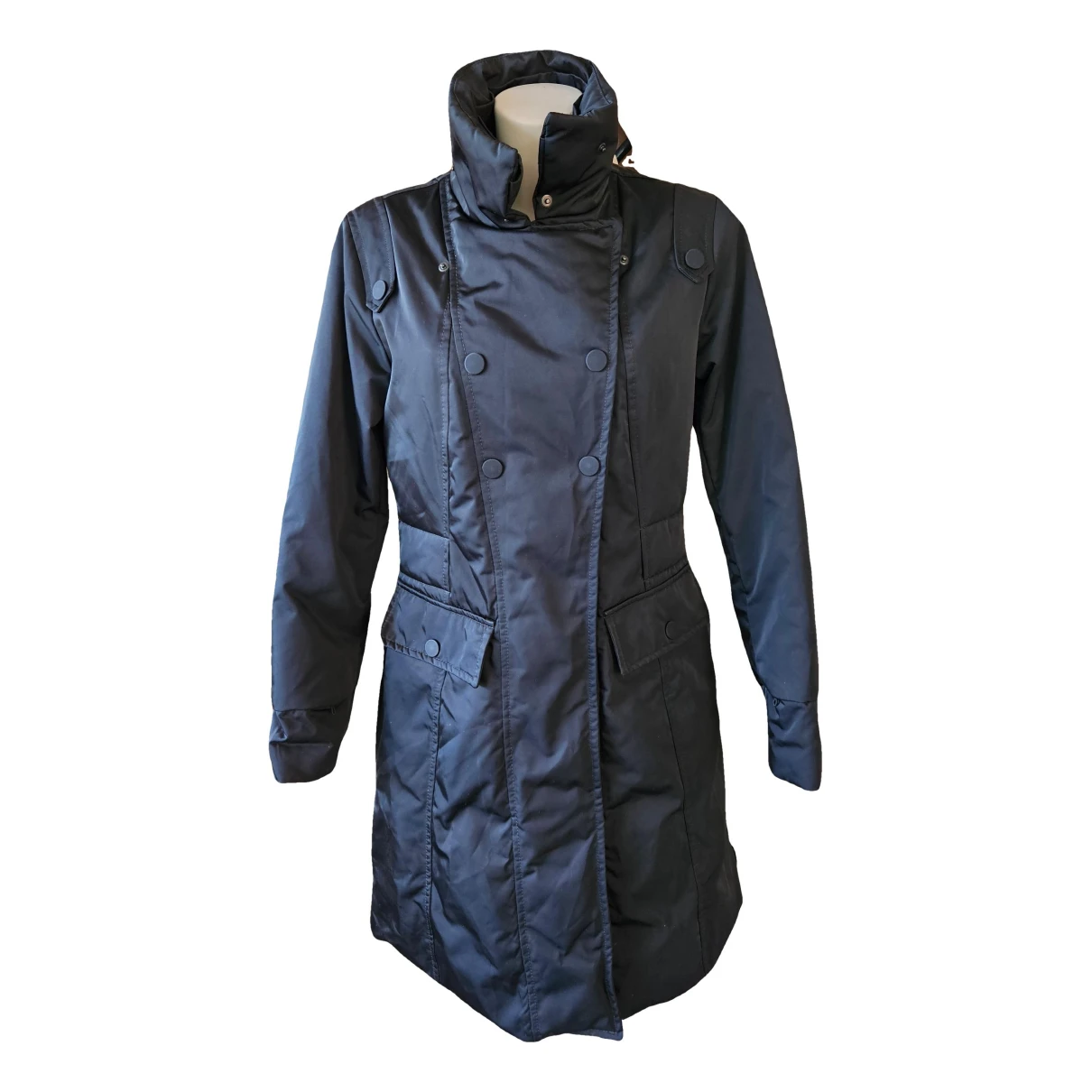 Pre-owned Moncler Long Coat In Blue