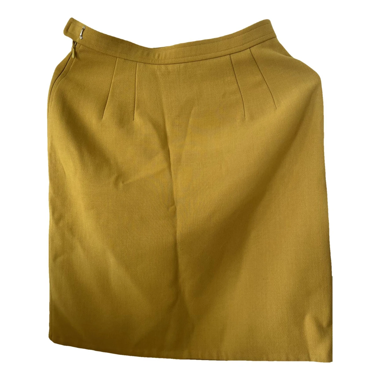 Pre-owned Oscar De La Renta Wool Mid-length Skirt In Gold