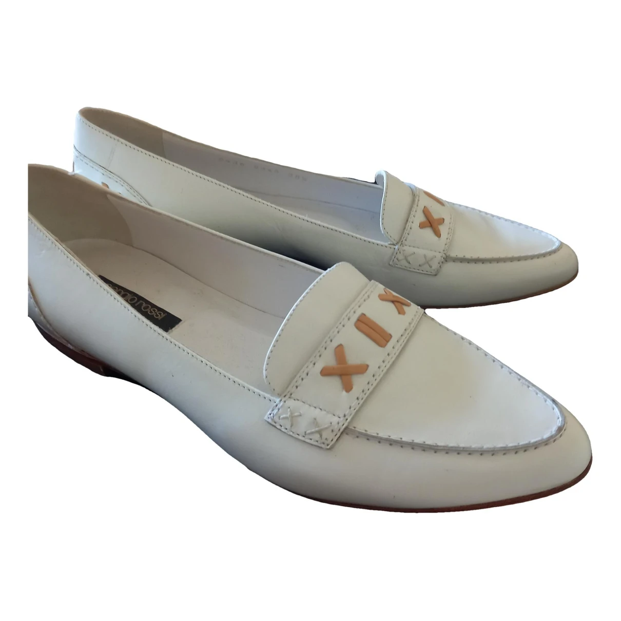 Pre-owned Sergio Rossi Leather Flats In White