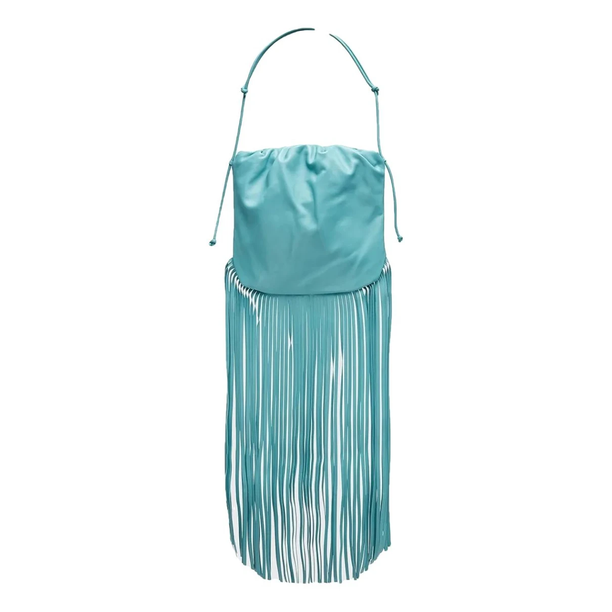 Pre-owned Bottega Veneta Fringe Pouch Leather Handbag In Blue