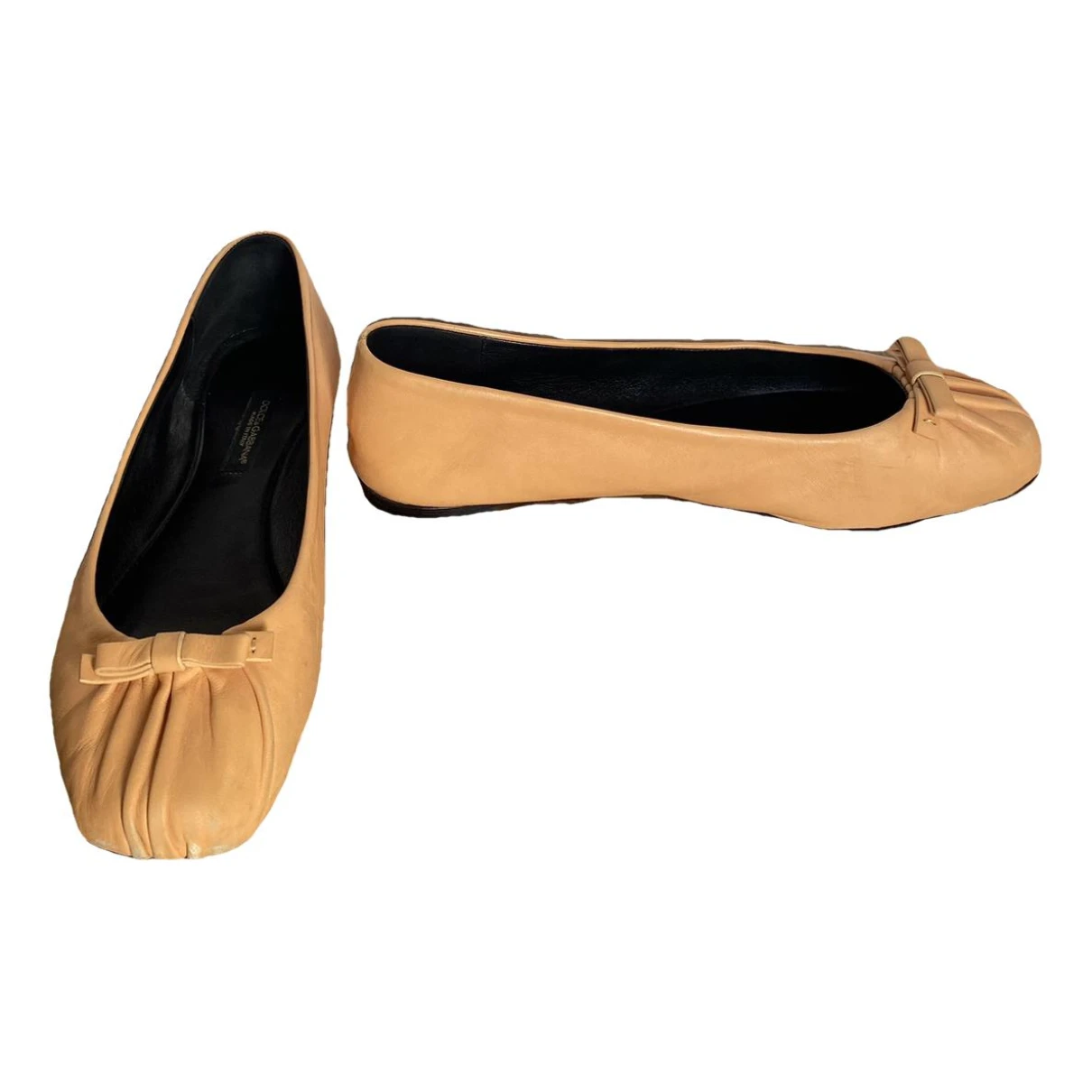 Pre-owned Dolce & Gabbana Leather Ballet Flats In Orange