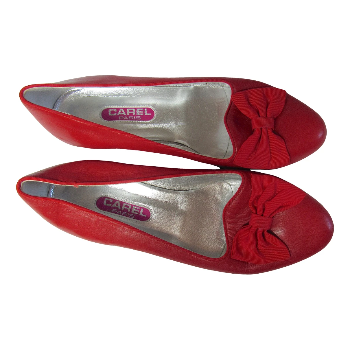 Pre-owned Carel Leather Ballet Flats In Red