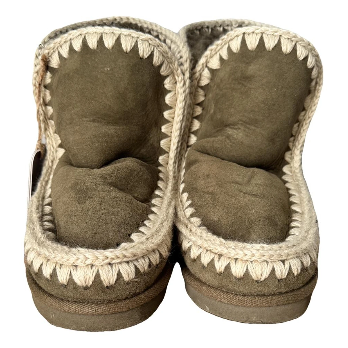 Pre-owned Mou Leather Snow Boots In Khaki