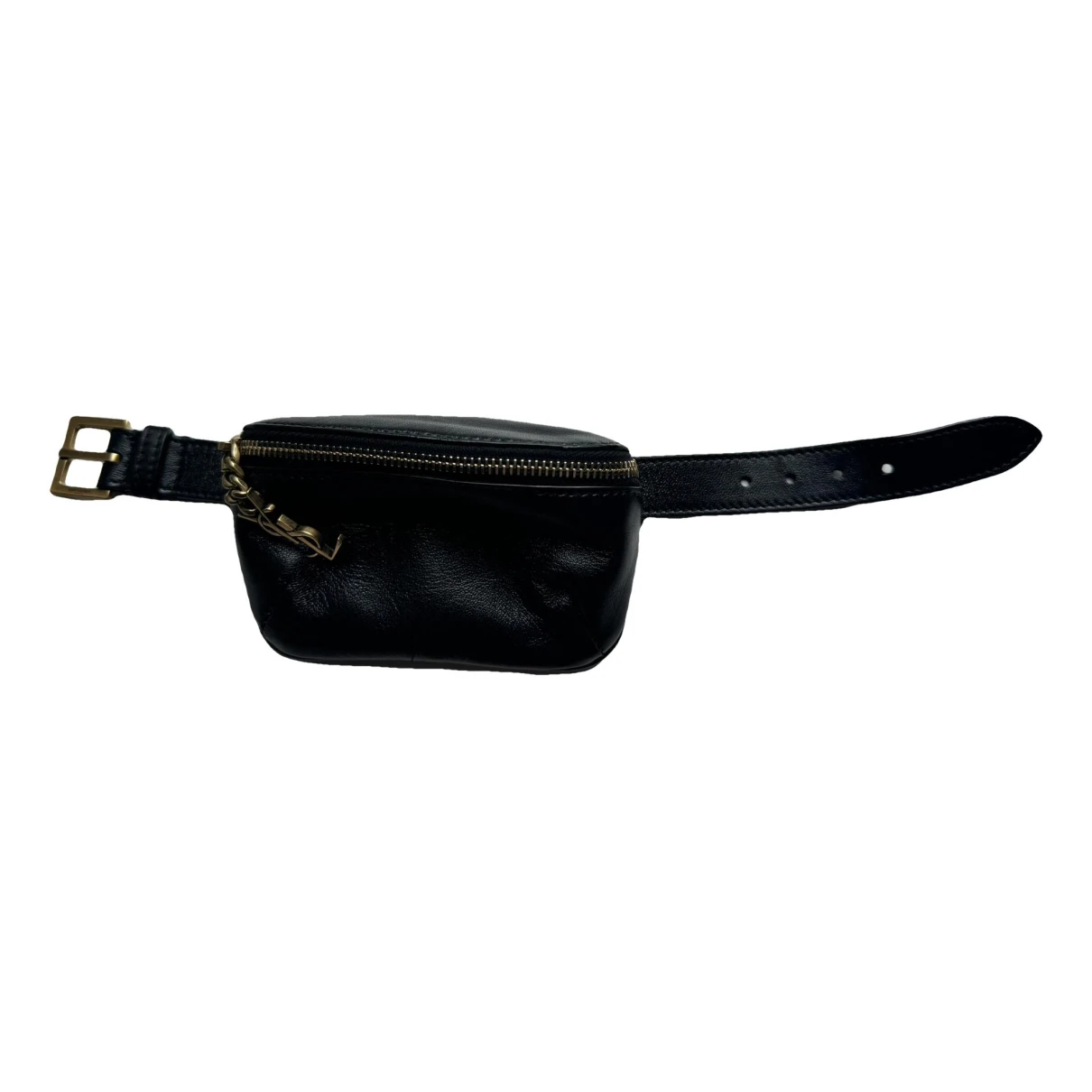 Pre-owned Saint Laurent Belt Bag Leather Clutch Bag In Black