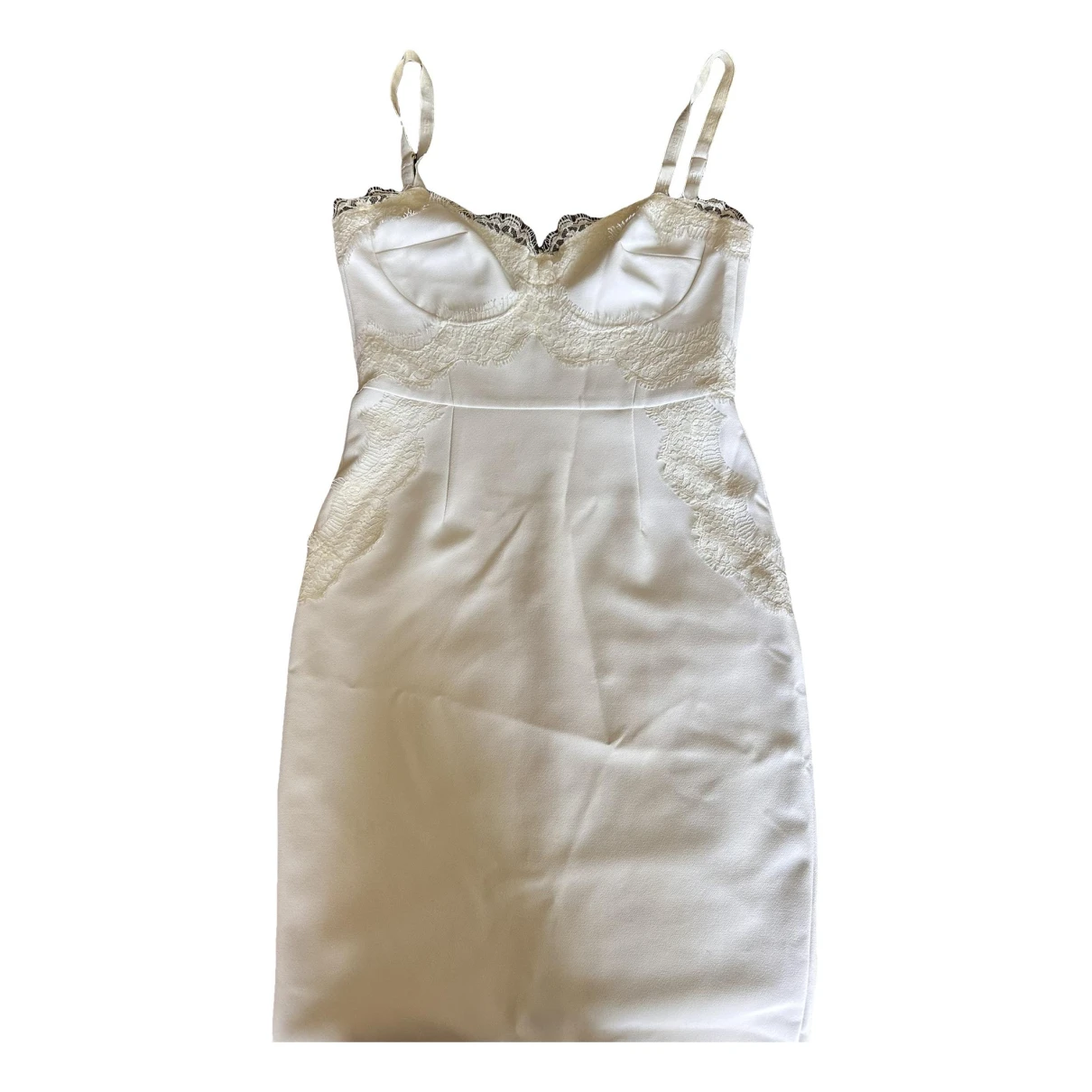 Pre-owned Elisabetta Franchi Lace Mid-length Dress In White