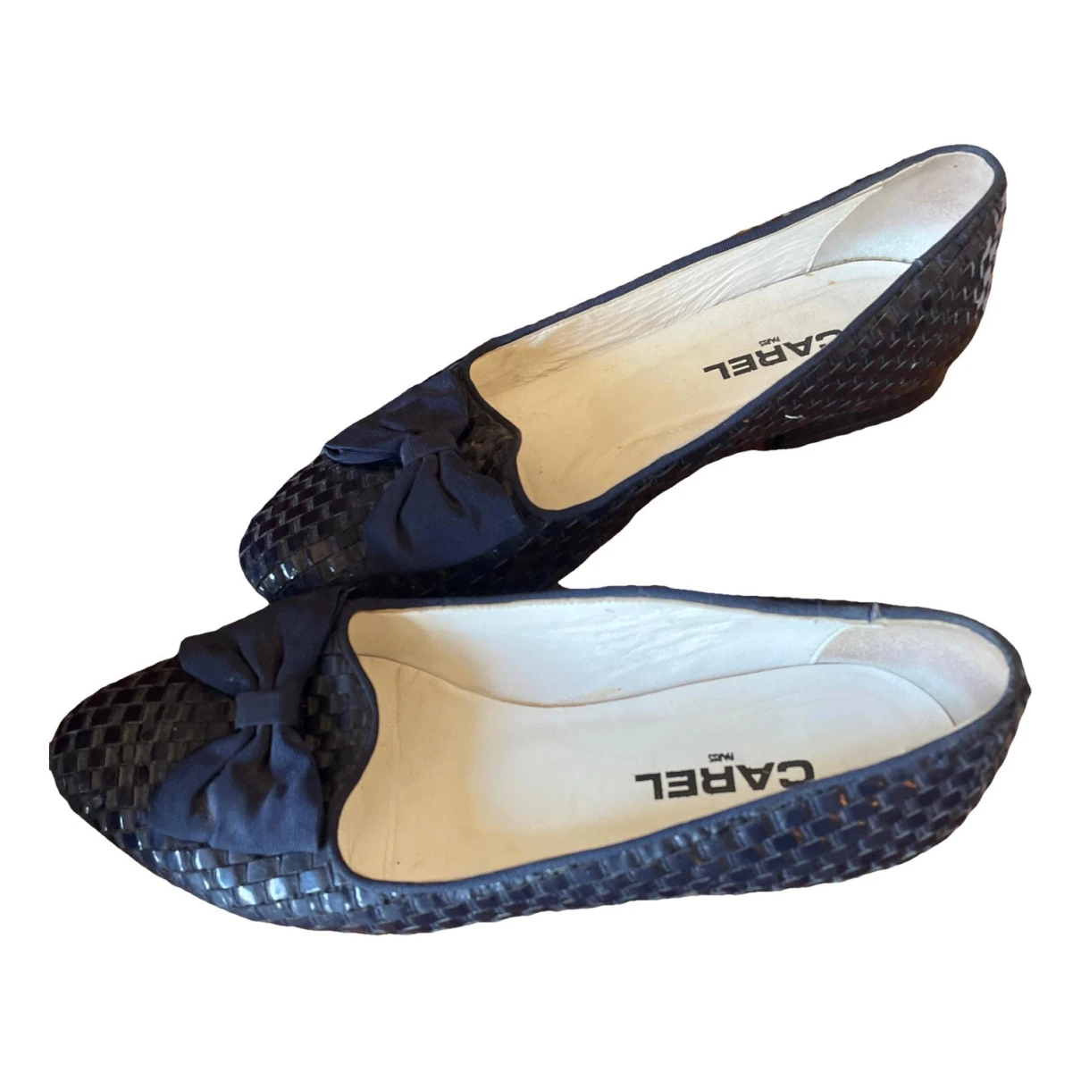 Pre-owned Carel Leather Ballet Flats In Navy
