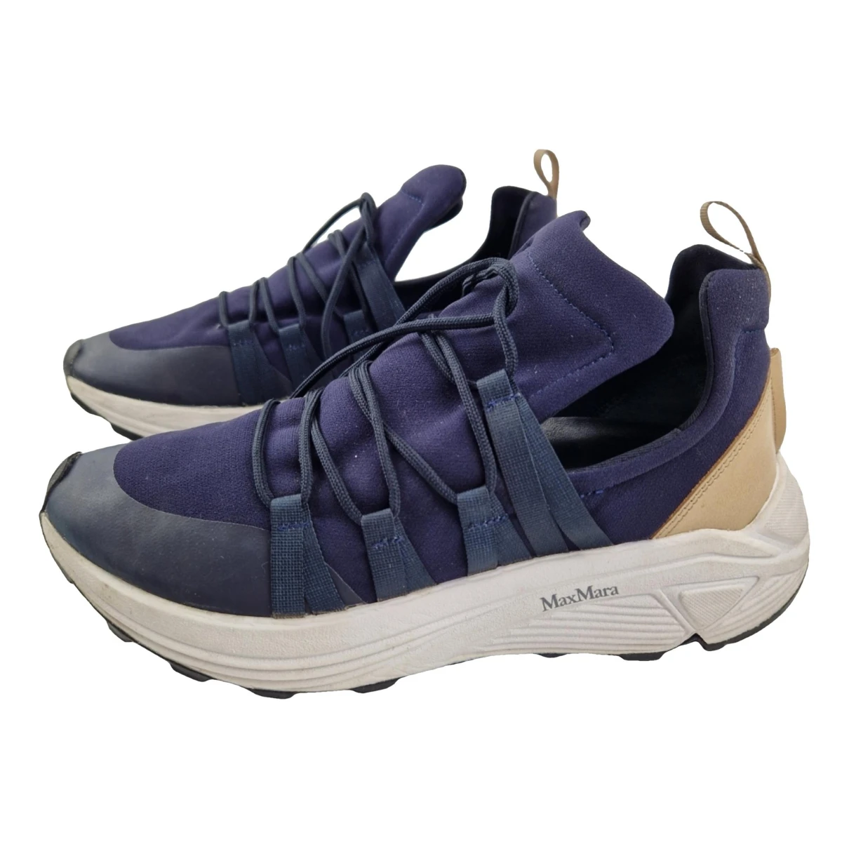 Pre-owned Max Mara Cloth Trainers In Blue