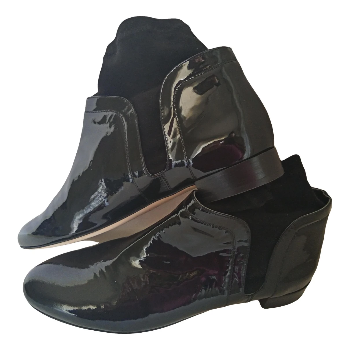 Pre-owned Drome Patent Leather Boots In Black