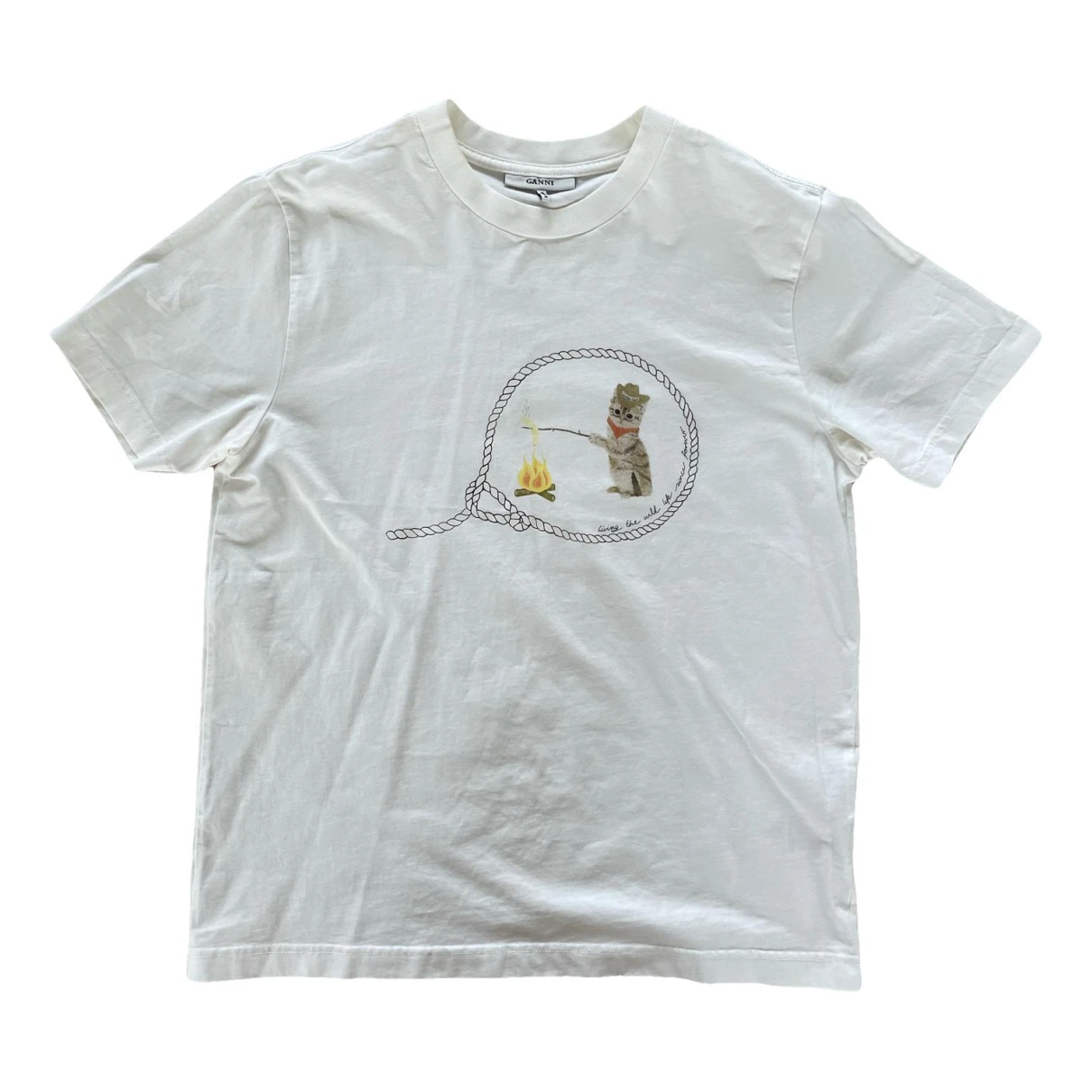 Pre-owned Ganni T-shirt In White