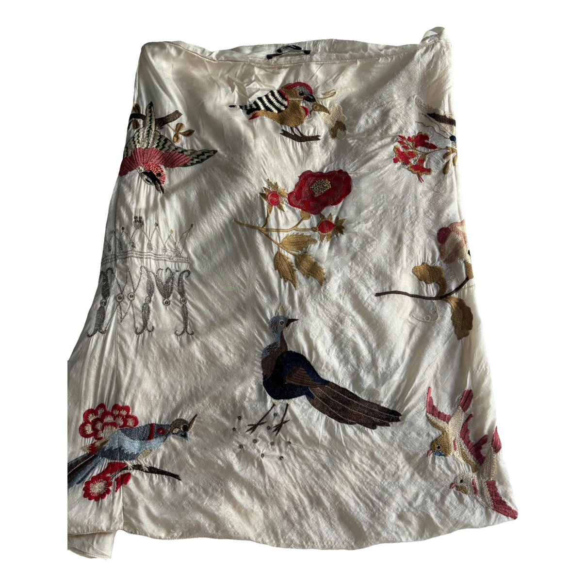 Pre-owned Isabel Marant Silk Mini Skirt In Ecru
