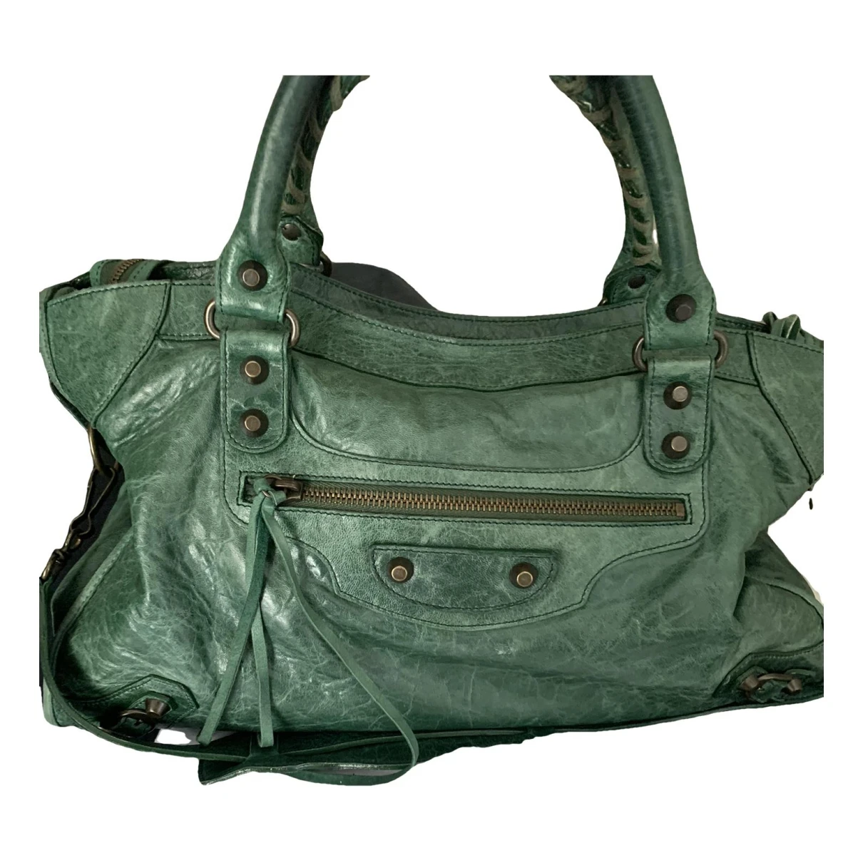 Pre-owned Balenciaga Twiggy Leather Tote In Green