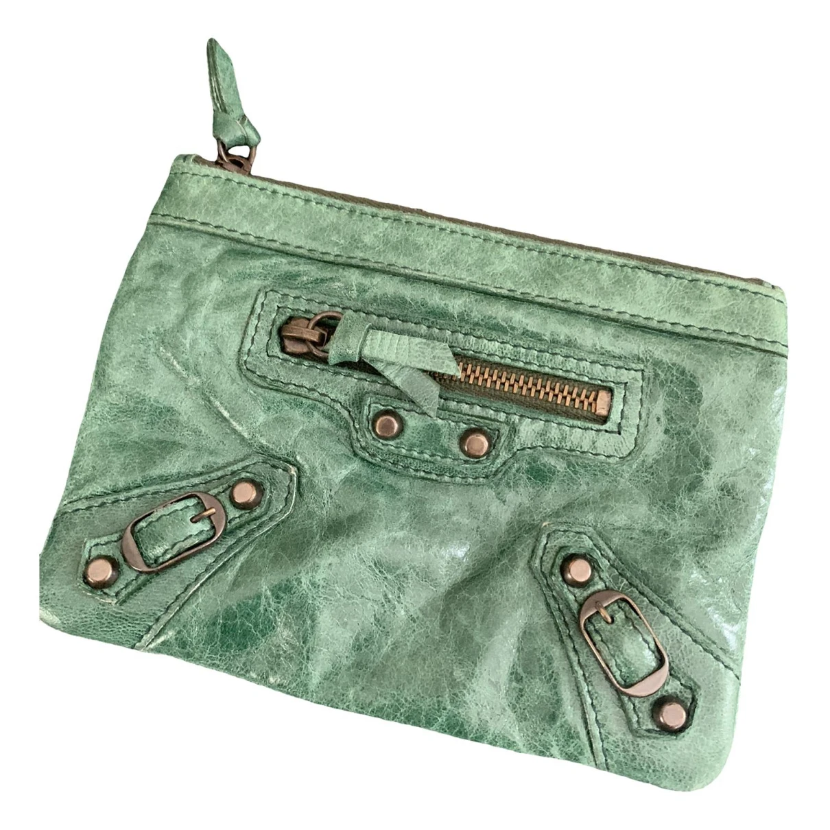 Pre-owned Balenciaga Leather Purse In Green