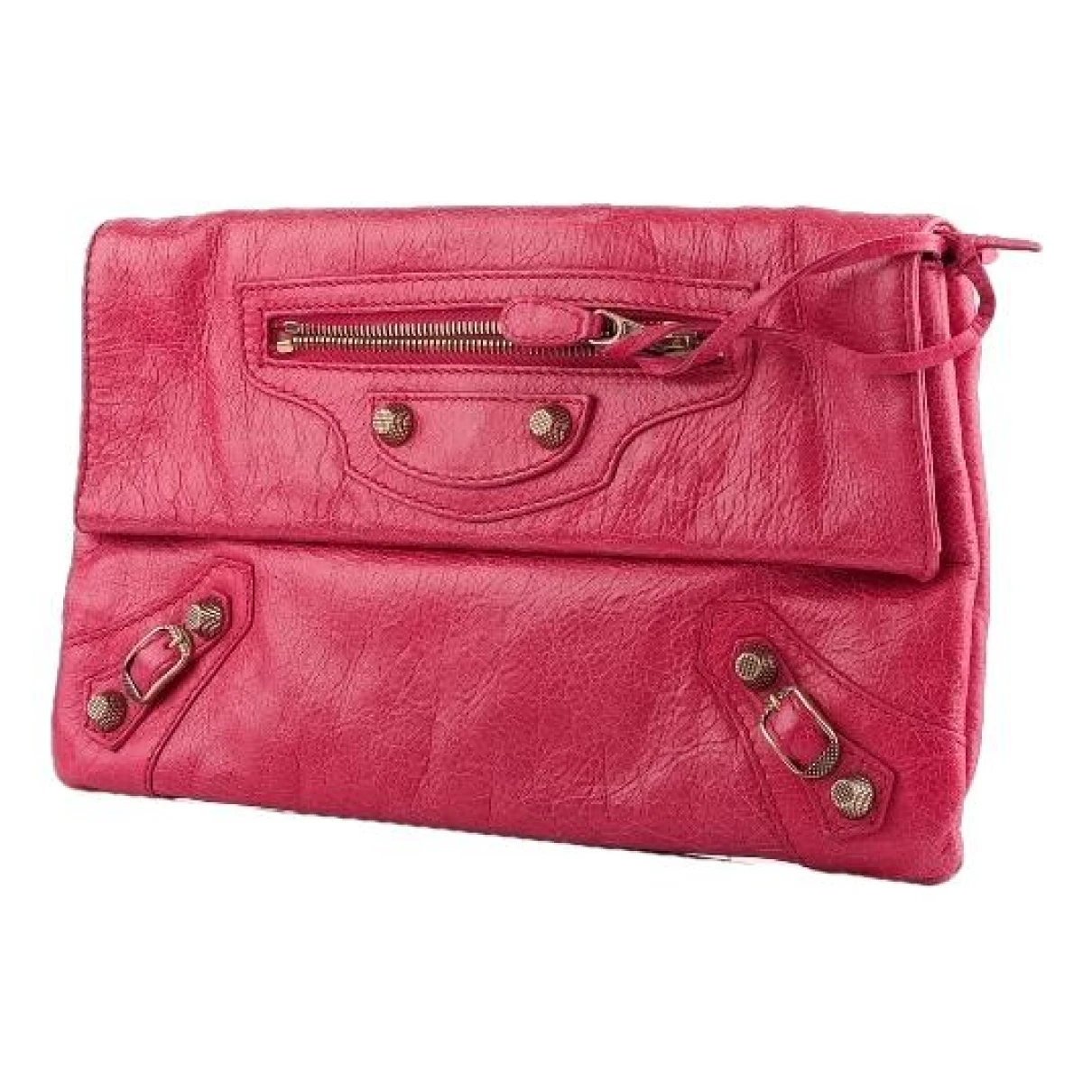 Pre-owned Balenciaga City Leather Clutch Bag In Red