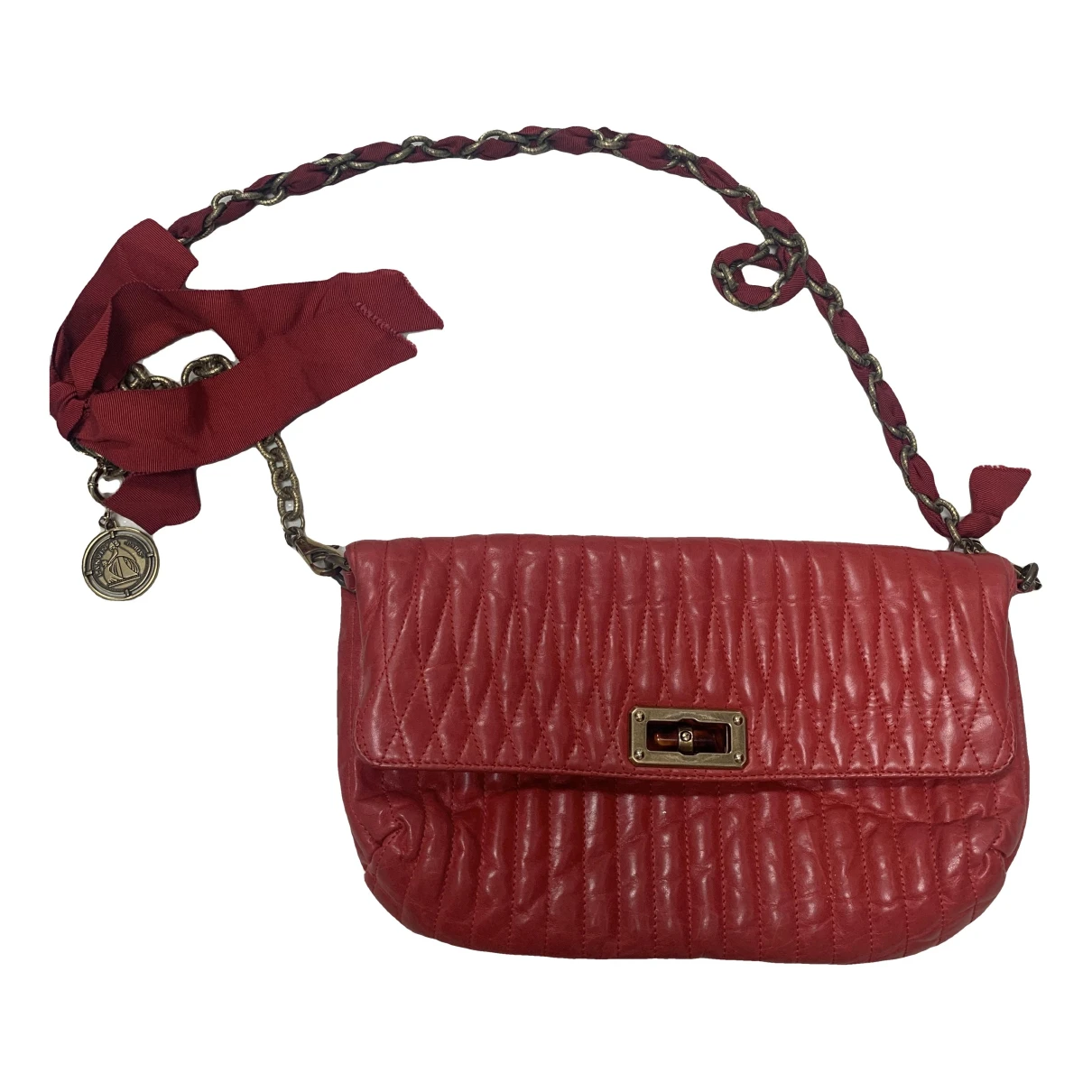 Pre-owned Lanvin Happy Leather Handbag In Red