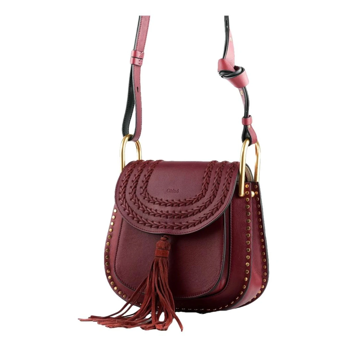 Pre-owned Chloé Hudson Leather Crossbody Bag In Burgundy