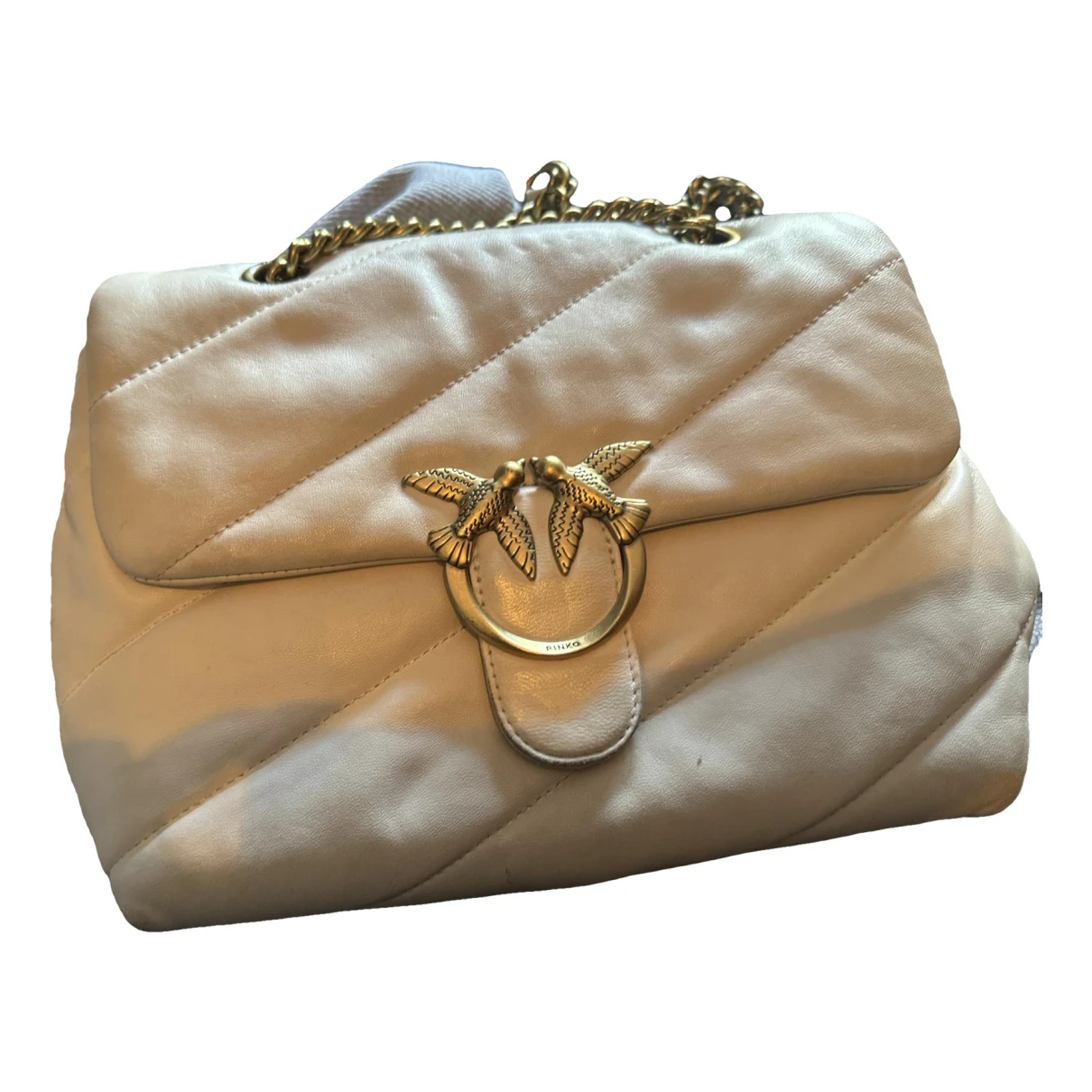 Pre-owned Pinko Love Bag Leather Handbag In White