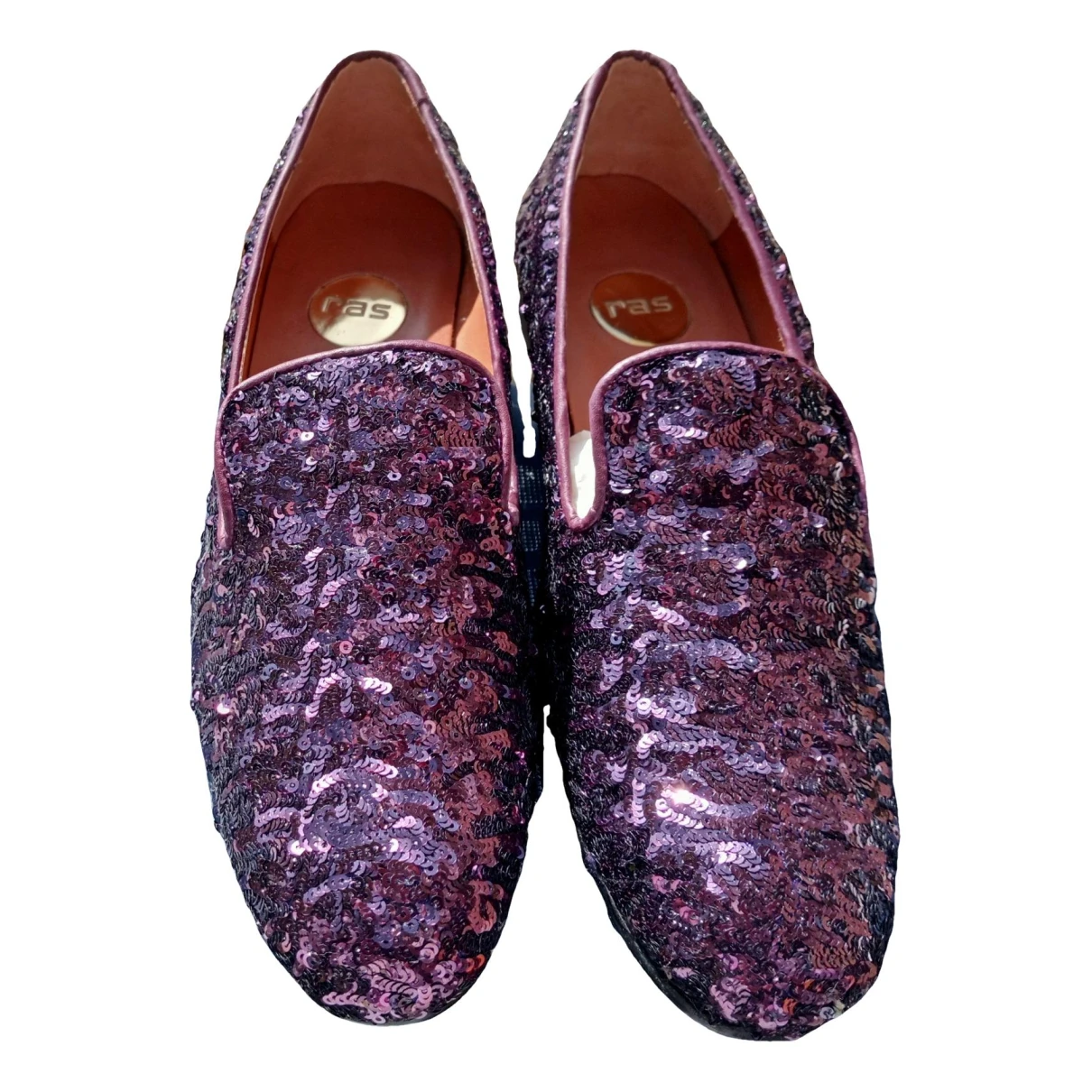 Pre-owned Ras Leather Flats In Burgundy