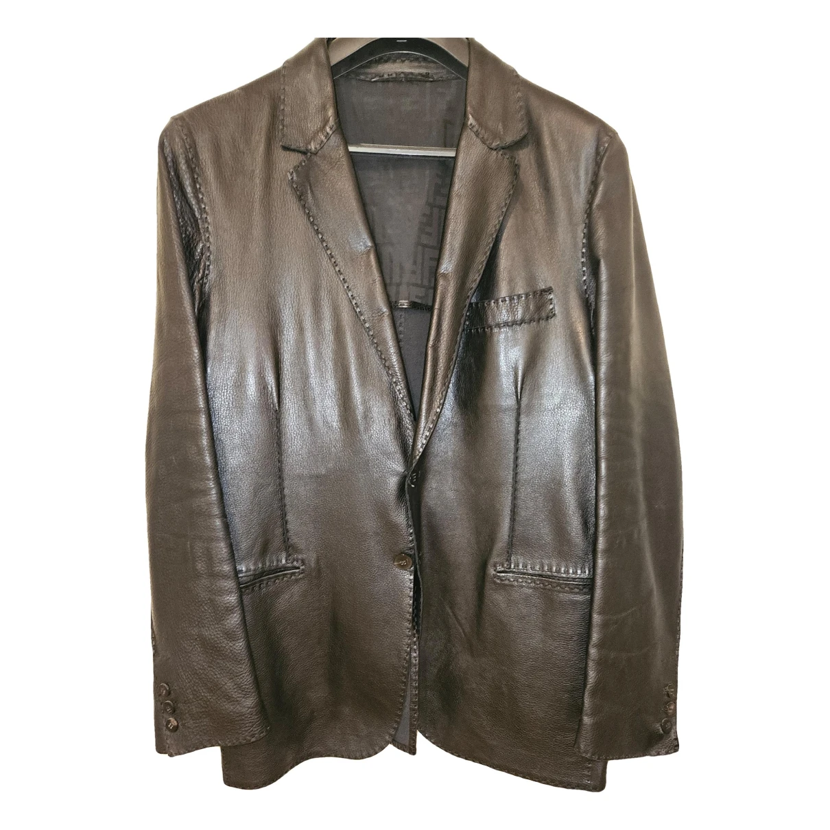 Pre-owned Fendi Leather Vest In Black