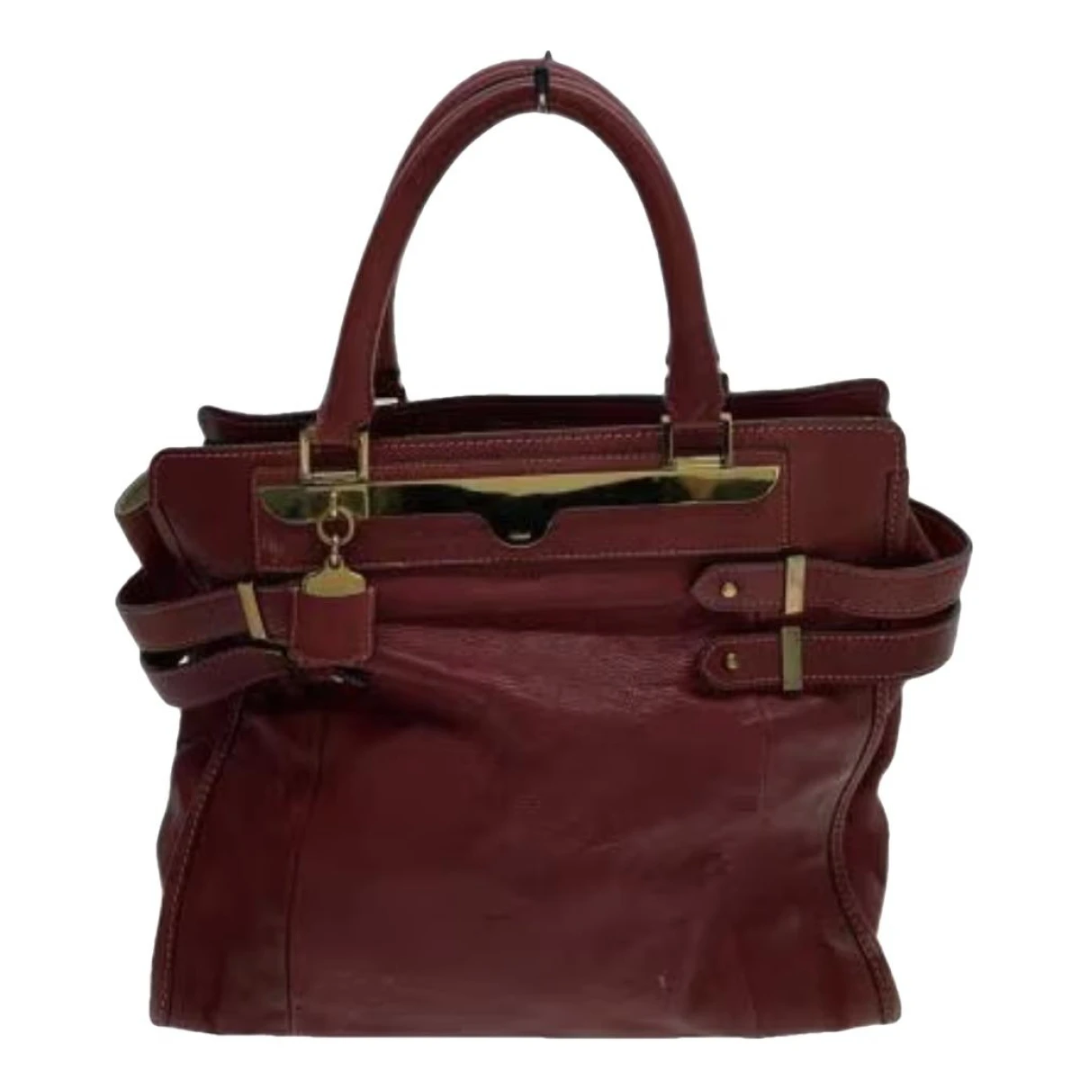 Pre-owned Chloé Charlotte Leather Handbag In Burgundy