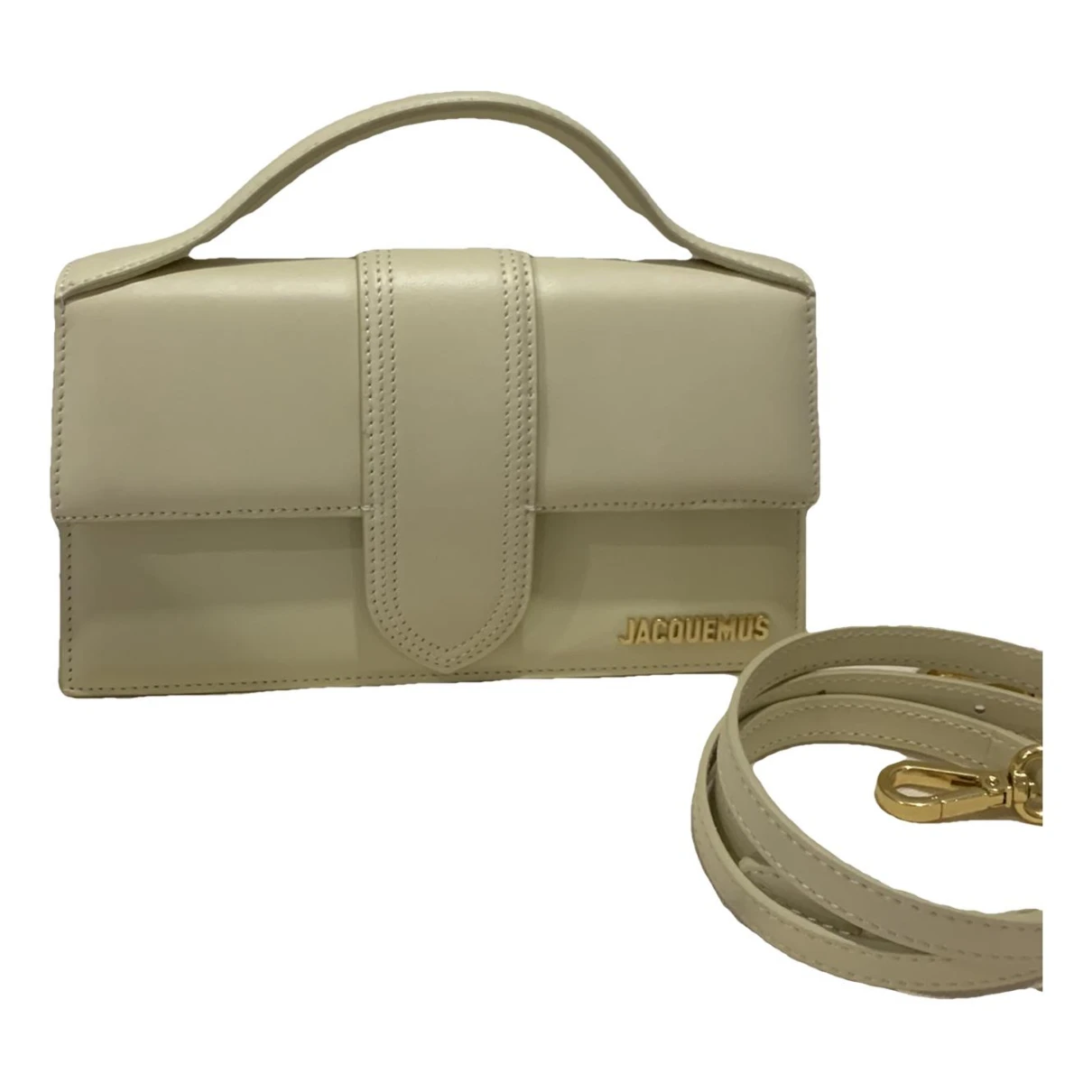 Pre-owned Jacquemus Le Grand Bambino Leather Crossbody Bag In Beige