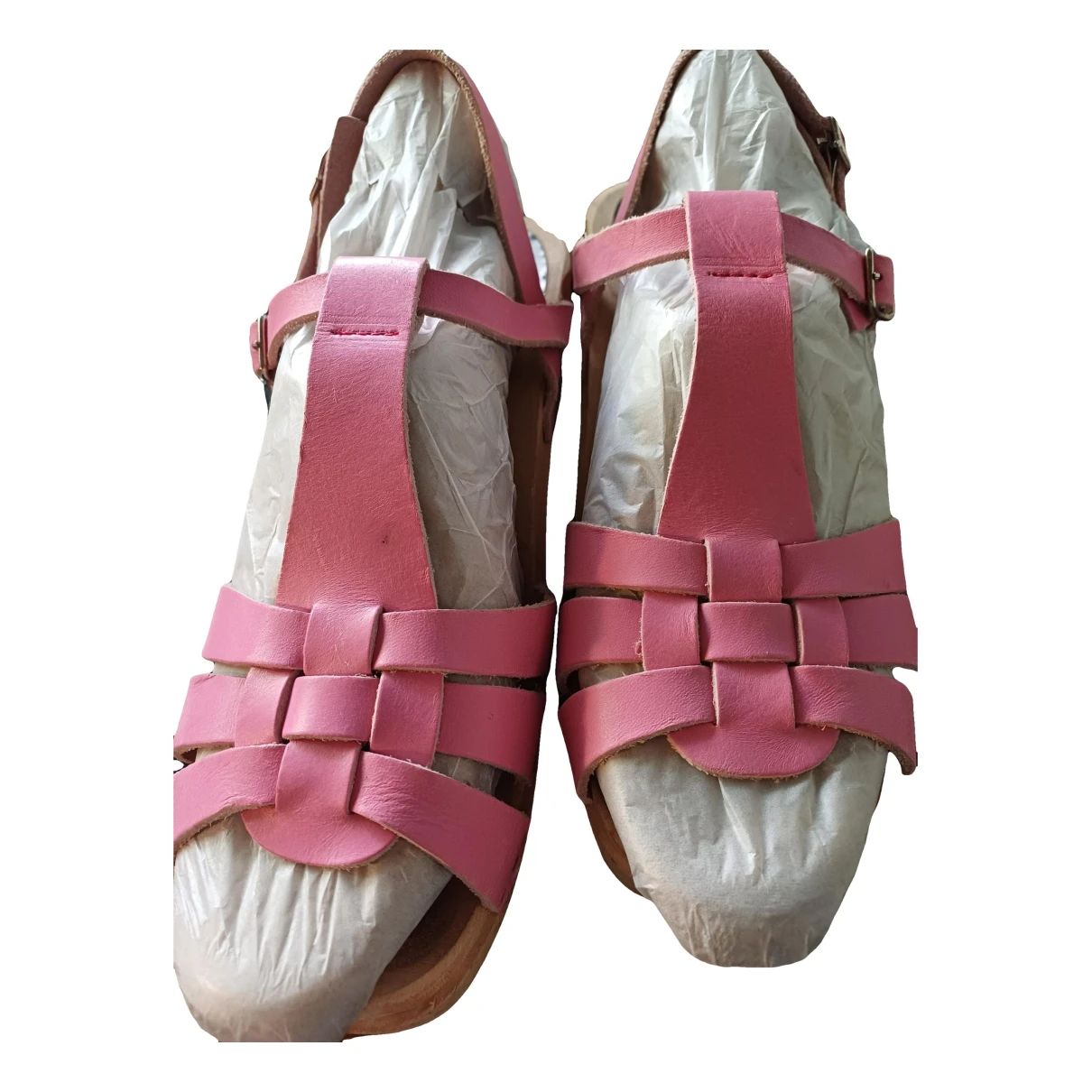 Pre-owned Swedish Hasbeens Leather Sandal In Pink