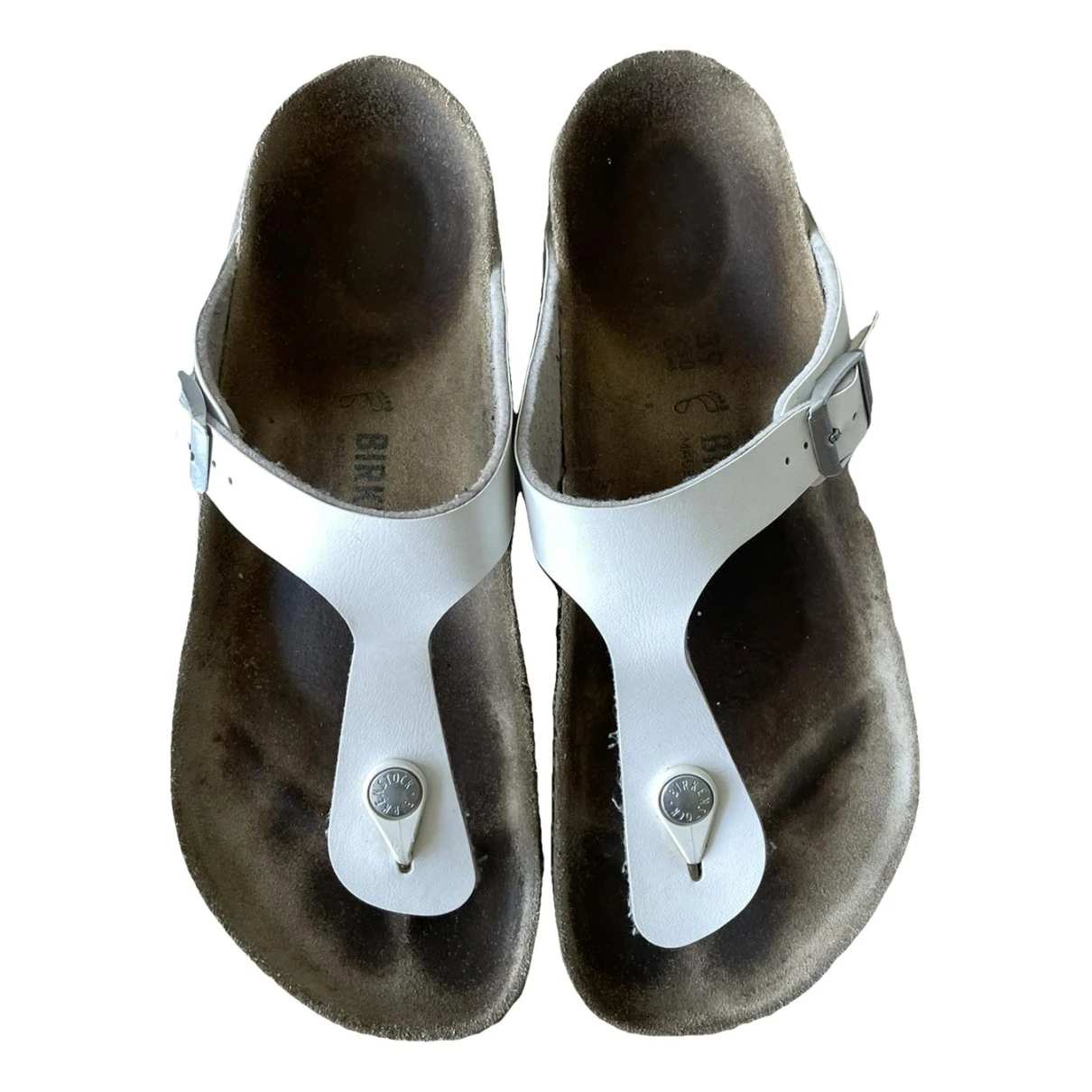 Pre-owned Birkenstock Leather Sandal In White