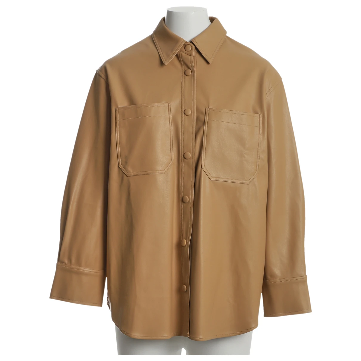 Pre-owned The Frankie Shop Vegan Leather Shirt In Beige