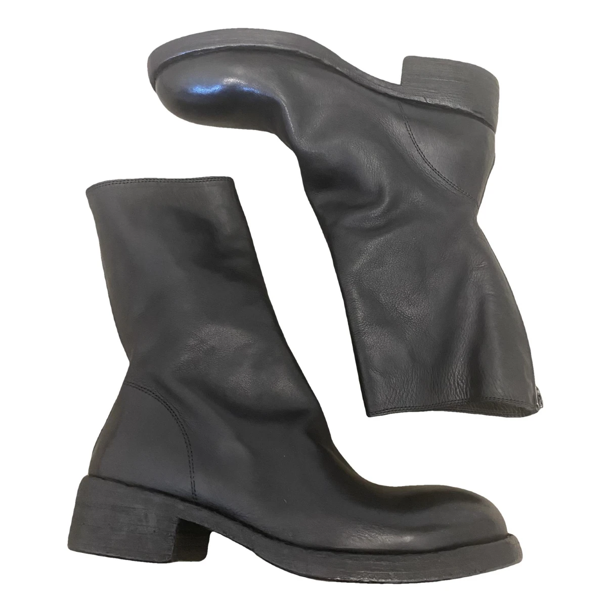 Pre-owned Guidi Leather Boots In Black