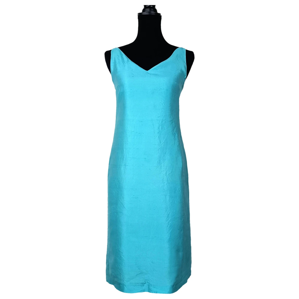 Pre-owned Max Mara Silk Mini Dress In Turquoise