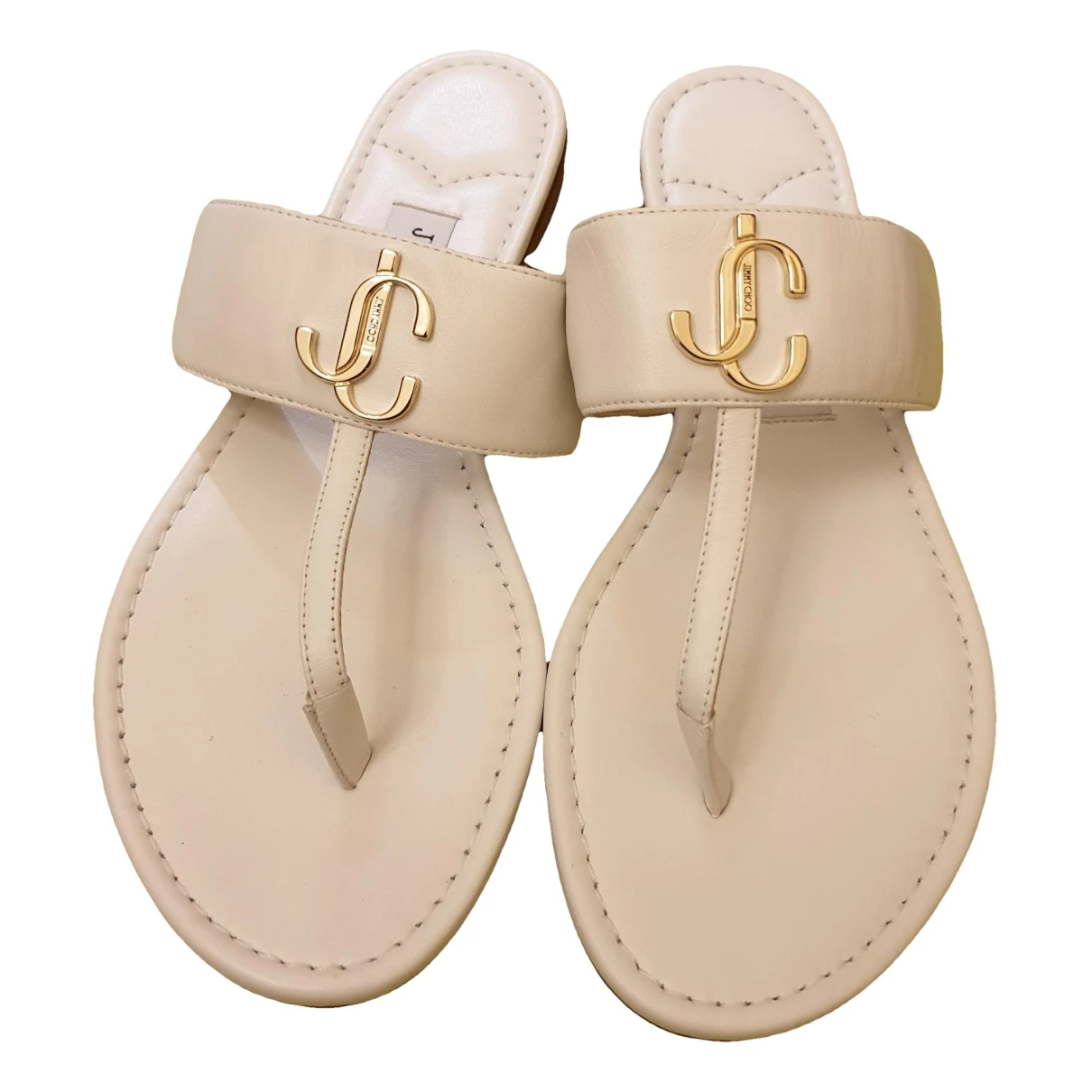 Pre-owned Jimmy Choo Leather Flip Flops In White