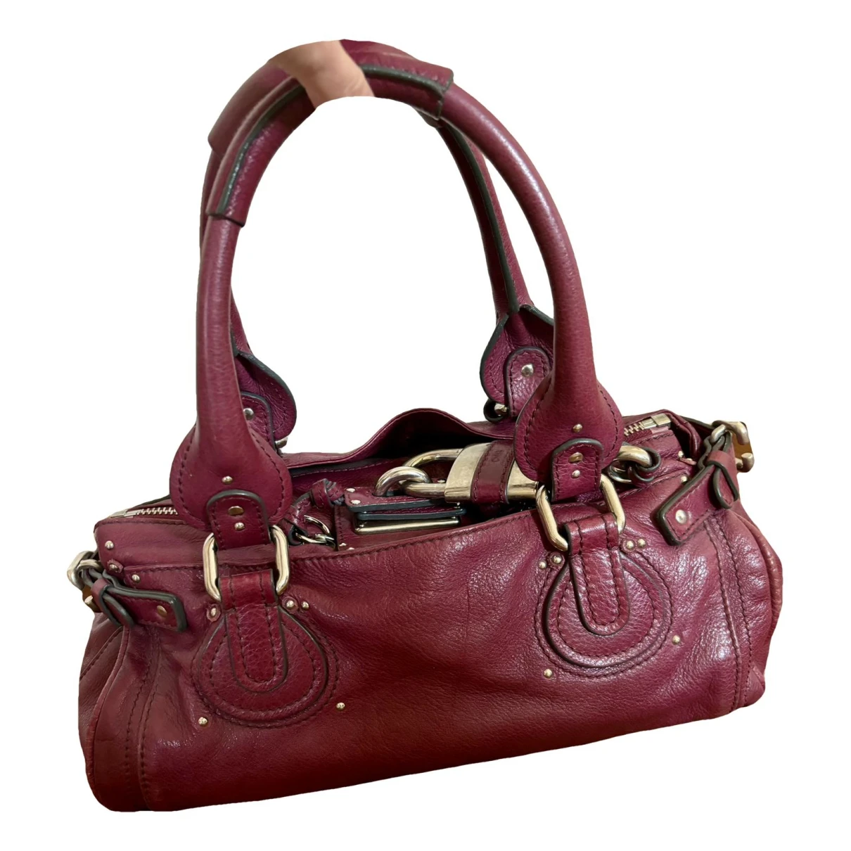 Pre-owned Chloé Paddington Leather Handbag In Burgundy