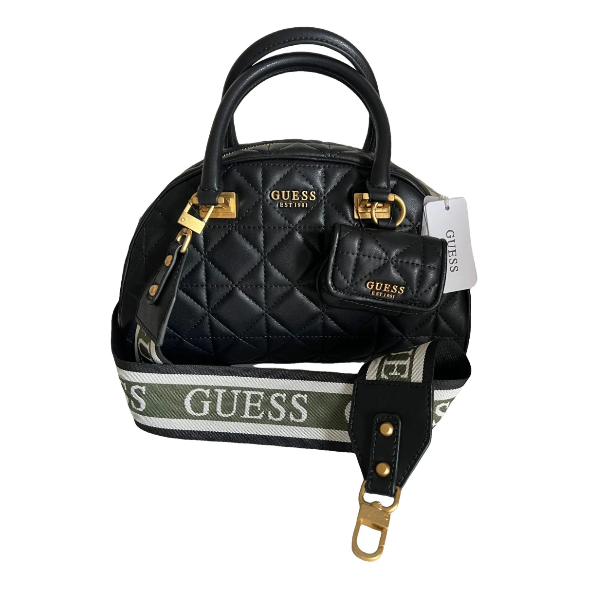 Pre-owned Guess Leather Crossbody Bag In Black