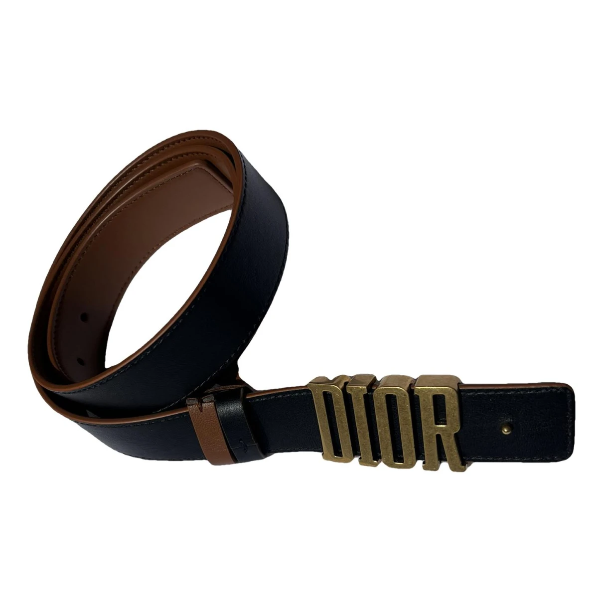 Pre-owned Dior D-fence Leather Belt In Black