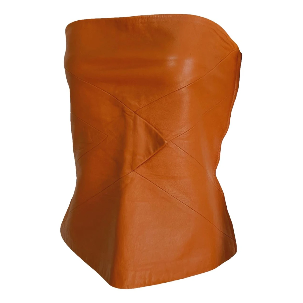 Pre-owned Versus Leather Corset In Orange