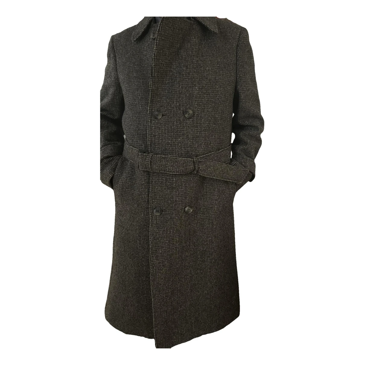 Pre-owned Saint Laurent Wool Coat In Grey