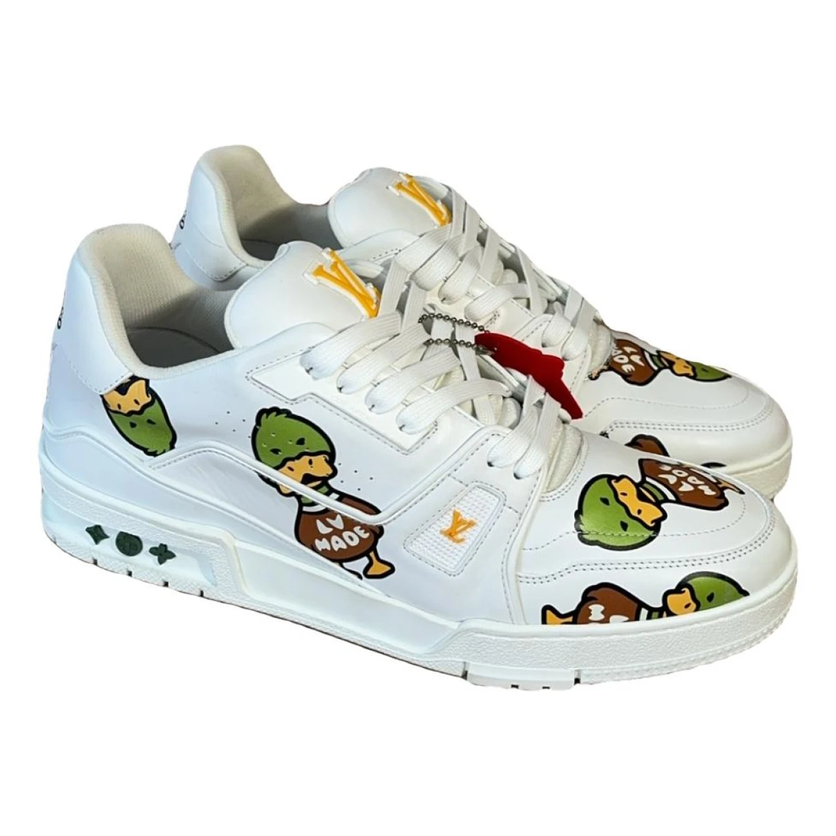 Pre-owned Louis Vuitton X Nigo Leather Low Trainers In White