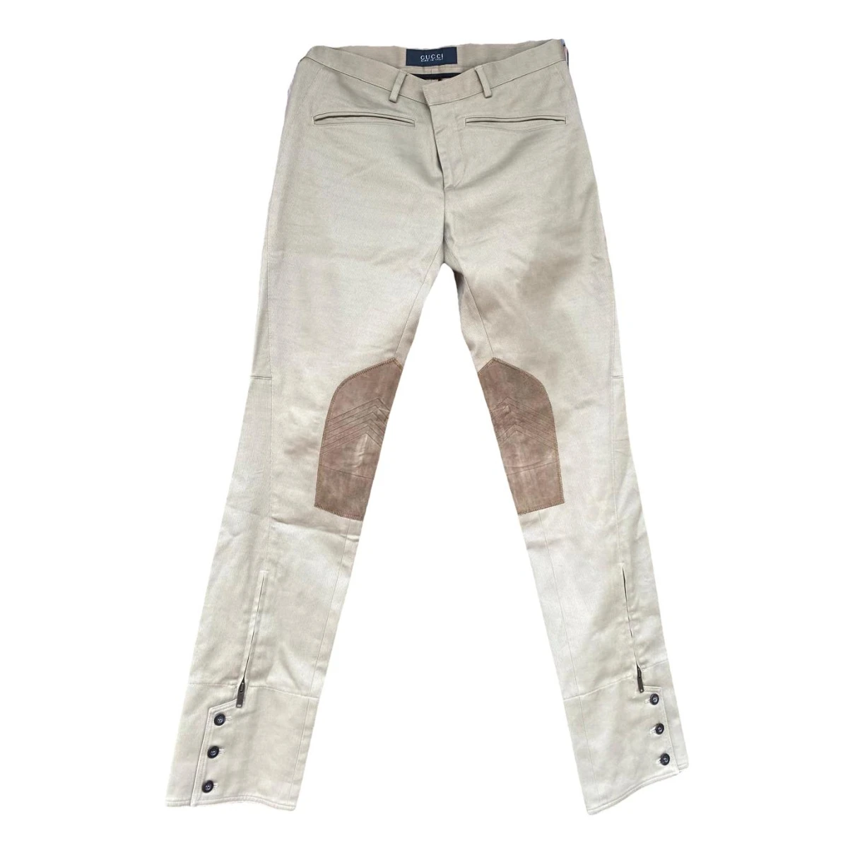 Pre-owned Gucci Leather Trousers In Beige