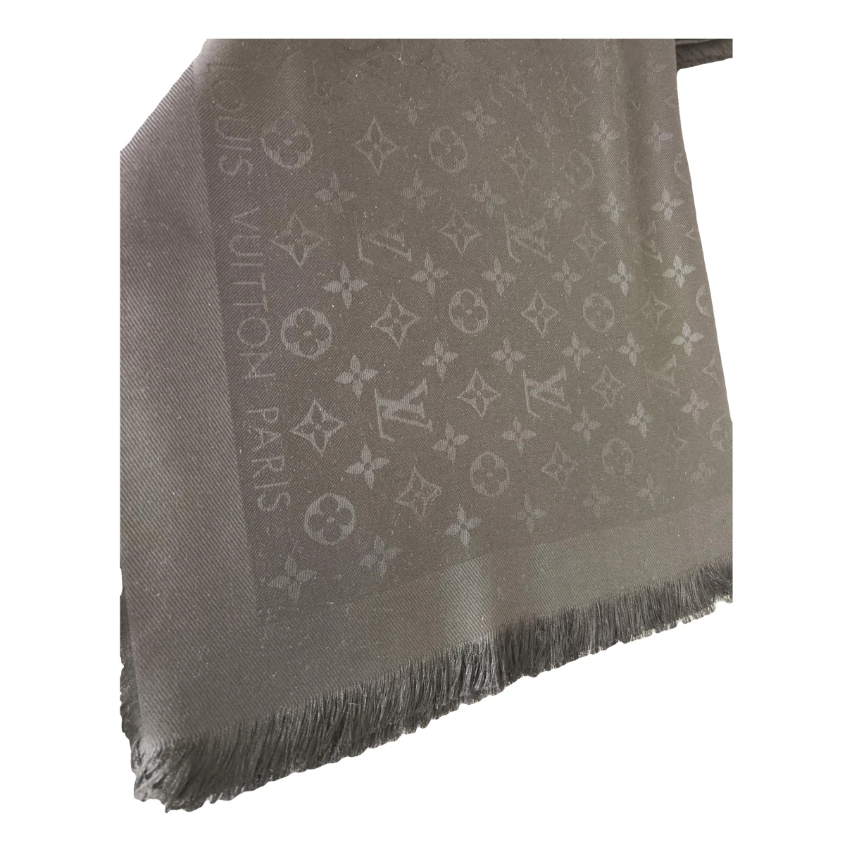Pre-owned Louis Vuitton Châle Monogram Shine Wool Scarf In Black