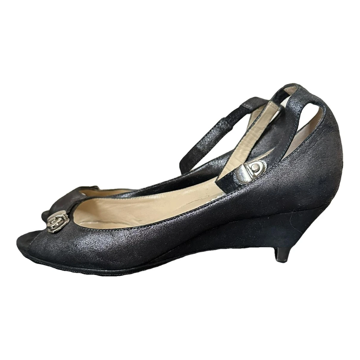 Pre-owned Emporio Armani Leather Ballet Flats In Grey