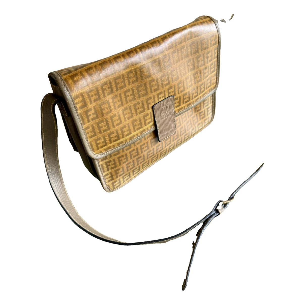 Pre-owned Fendi Double F Leather Crossbody Bag In Brown