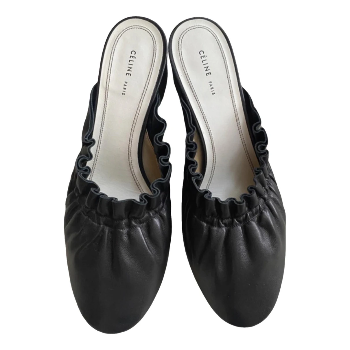 Pre-owned Celine Leather Mules & Clogs In Black