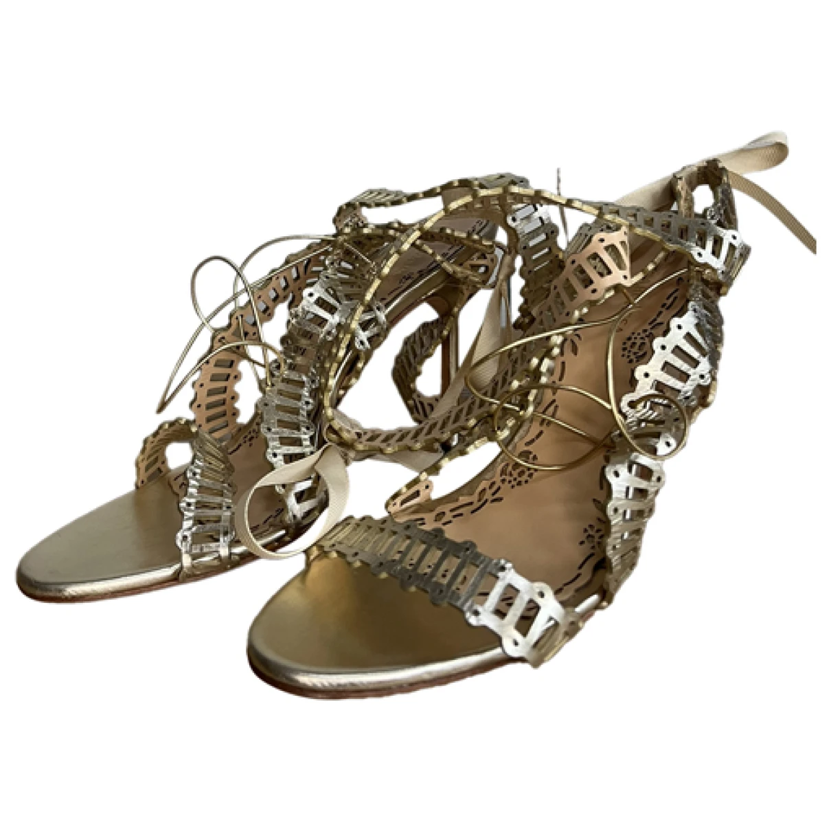 Pre-owned Marchesa Leather Heels In Gold