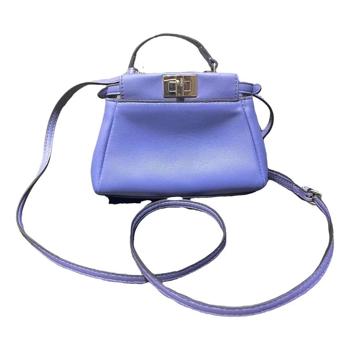 Pre-owned Fendi Peekaboo Leather Handbag In Purple